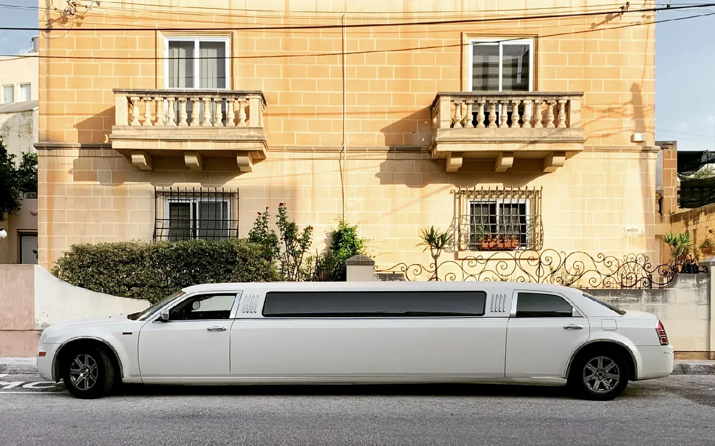 White stretch limousine for special events