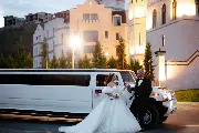 Classic luxury wedding car at an elegant venue